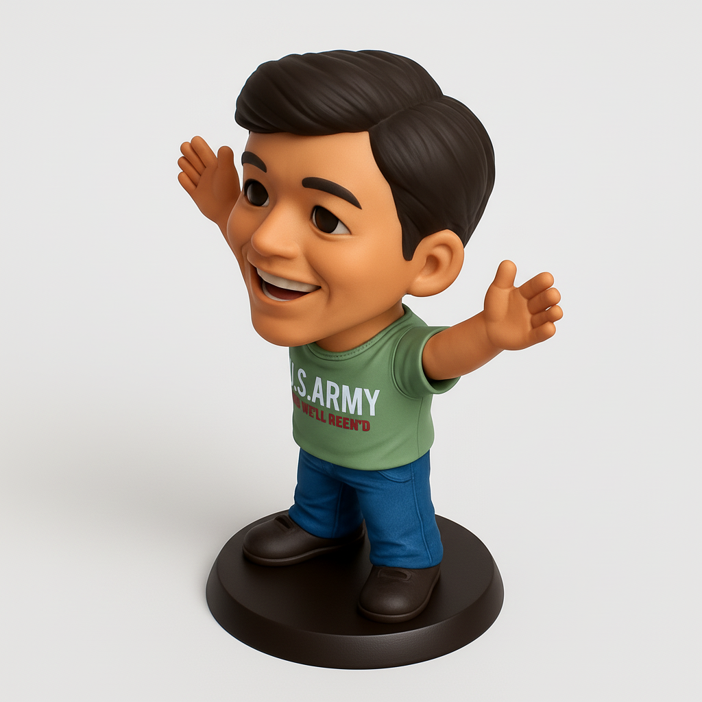 face anatomy 3d model-create 3d face model from photo_Cheerful U.S. Army Supporter Collectible Figurine