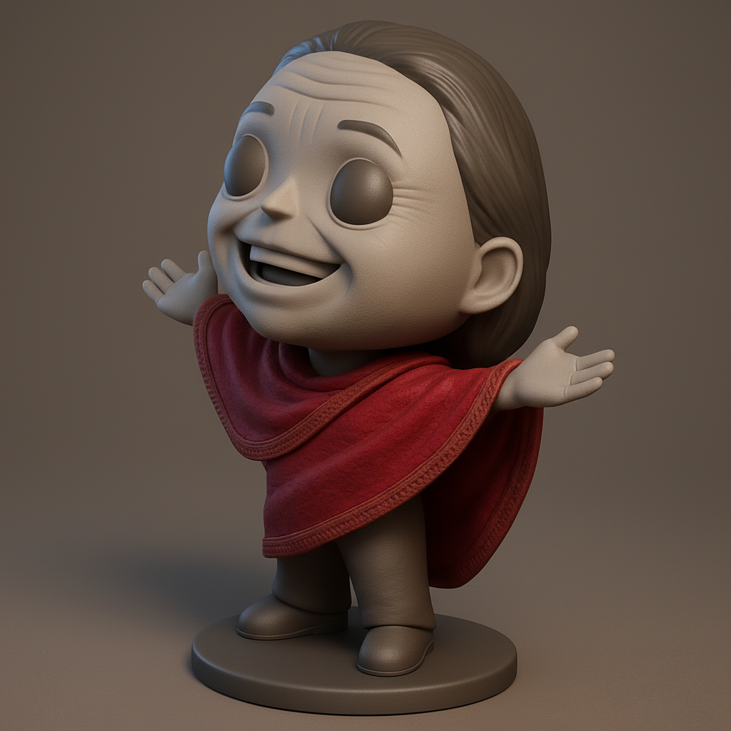 face to 3d model ai-3D portrait printing from photo_Embrace Joy: Smiling Elder Chibi Desk Companion