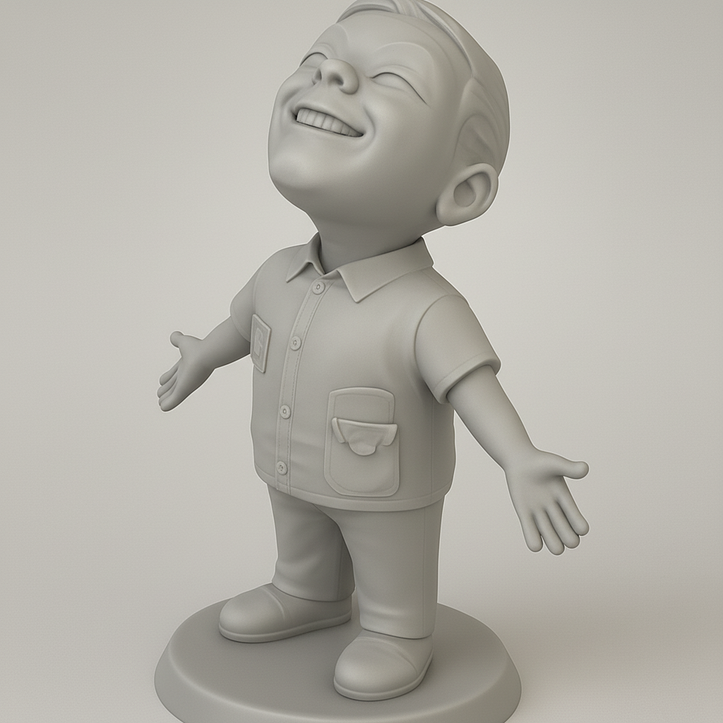 silhouette 3d printer maker-3d portrait printing_Smiling Boy Collectible: Pure Joy!