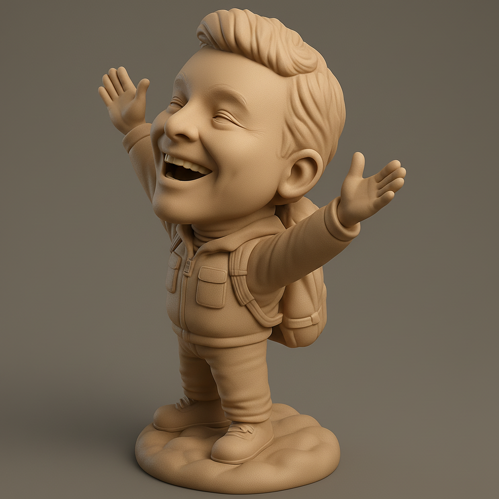 face to 3d model ai-3D portrait printing from photo_Joyful Child Figurine: Embrace Happiness!