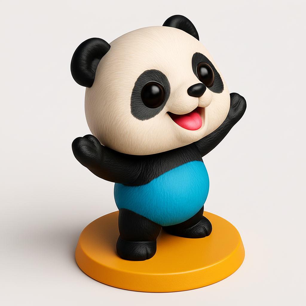 face anatomy 3d model-create 3d face model from photo_Happy Panda Pal: Joyful Desk Companion & Collectible