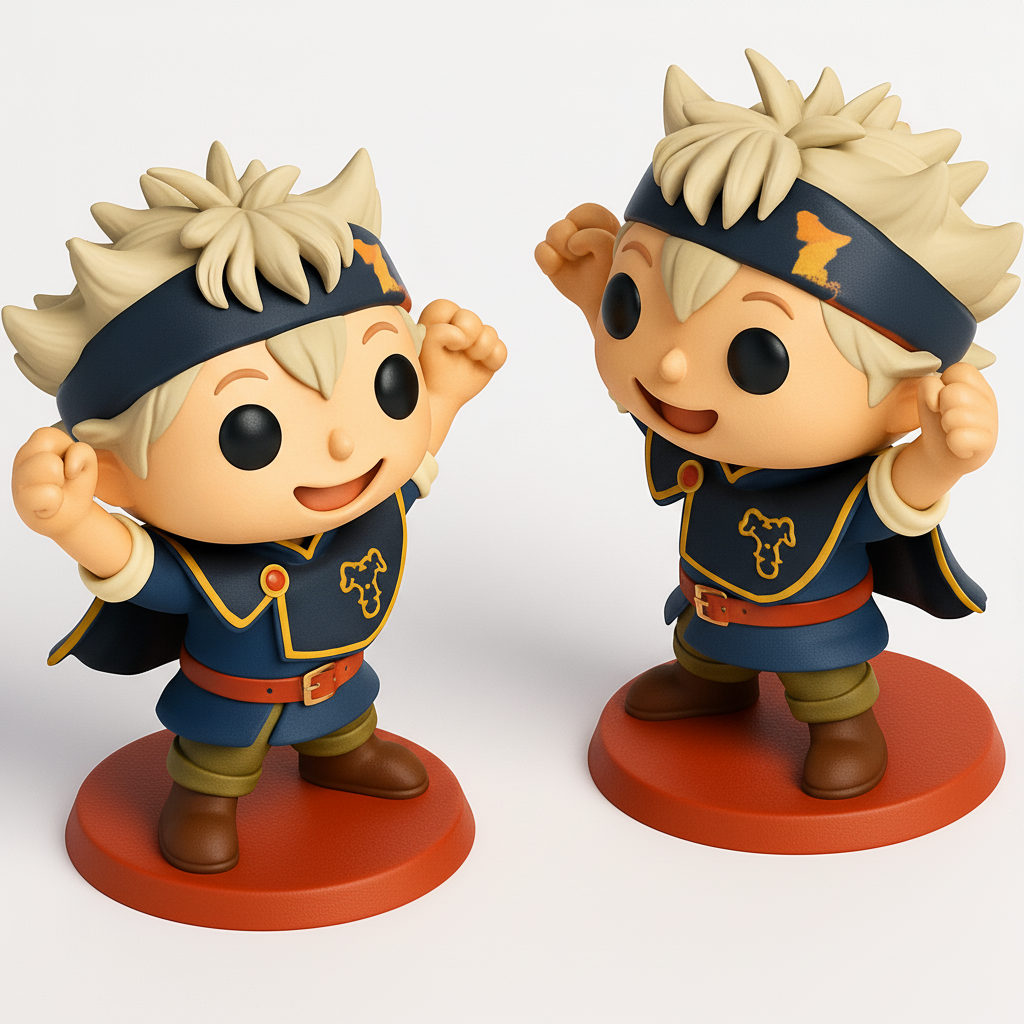 face to 3d model ai-3D portrait printing from photo_Asta's Heroic Cheer - Black Clover Chibi Figurine