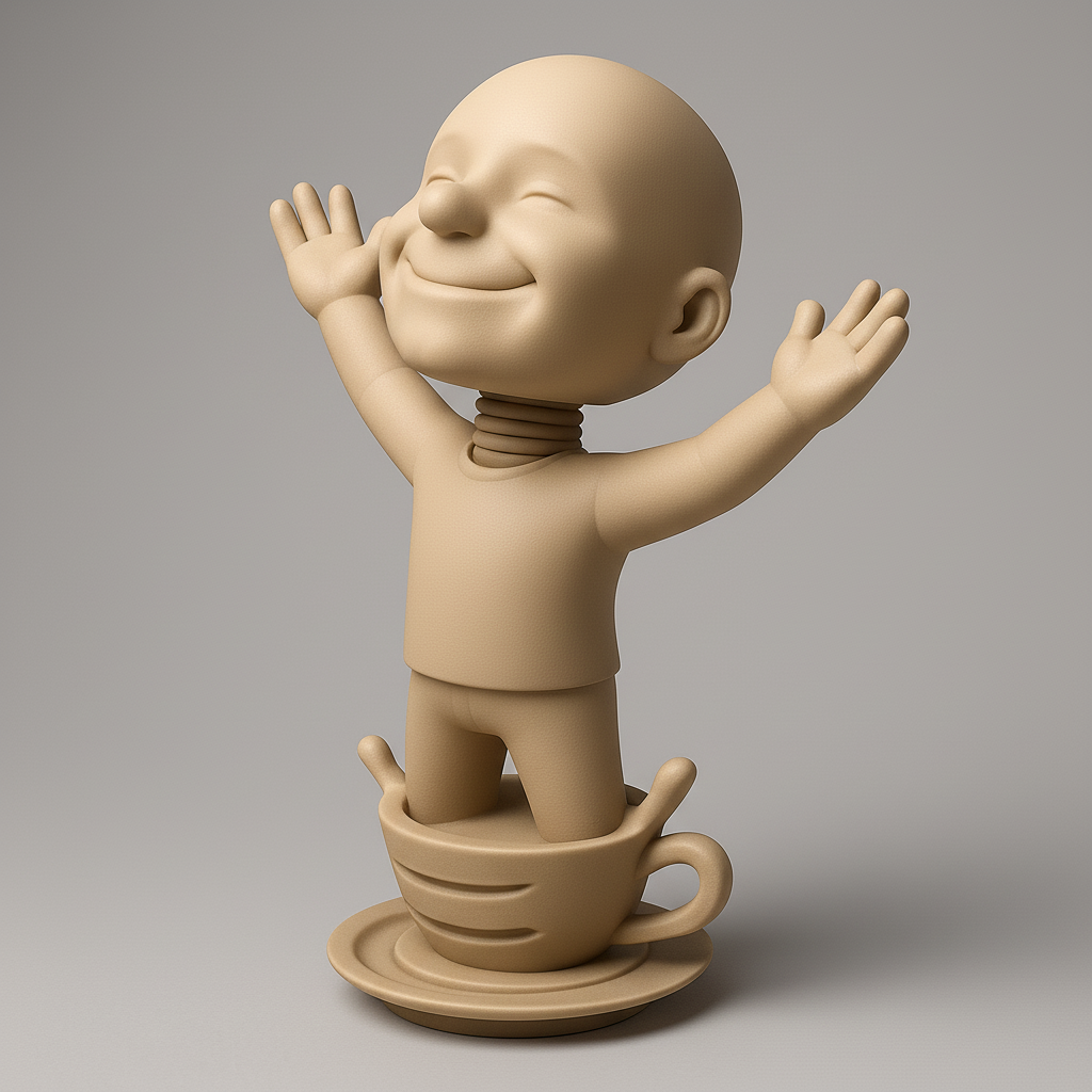 silhouette 3d printer maker-3d portrait printing_Joyful Figure in Coffee Cup