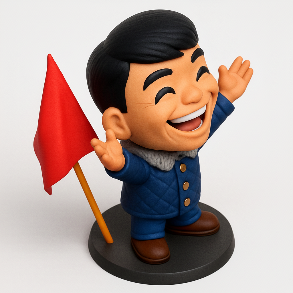 face anatomy 3d model-create 3d face model from photo_Optimistic Leader Figurine with Red Flag - Desk Decor