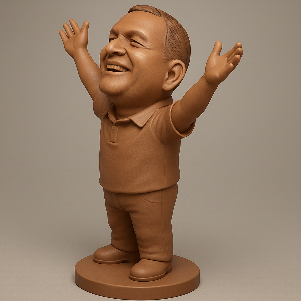 face to 3d model ai-3D portrait printing from photo_Joyful Man Figurine: Happy Desk Buddy Bobblehead