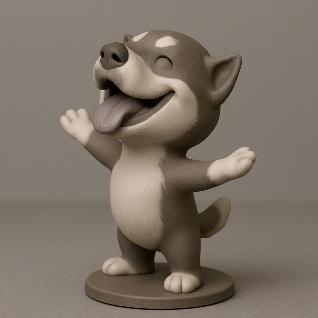 face to 3d model ai-3D portrait printing from photo_Delightful Happy Puppy Figurine - Bring Joy Home!