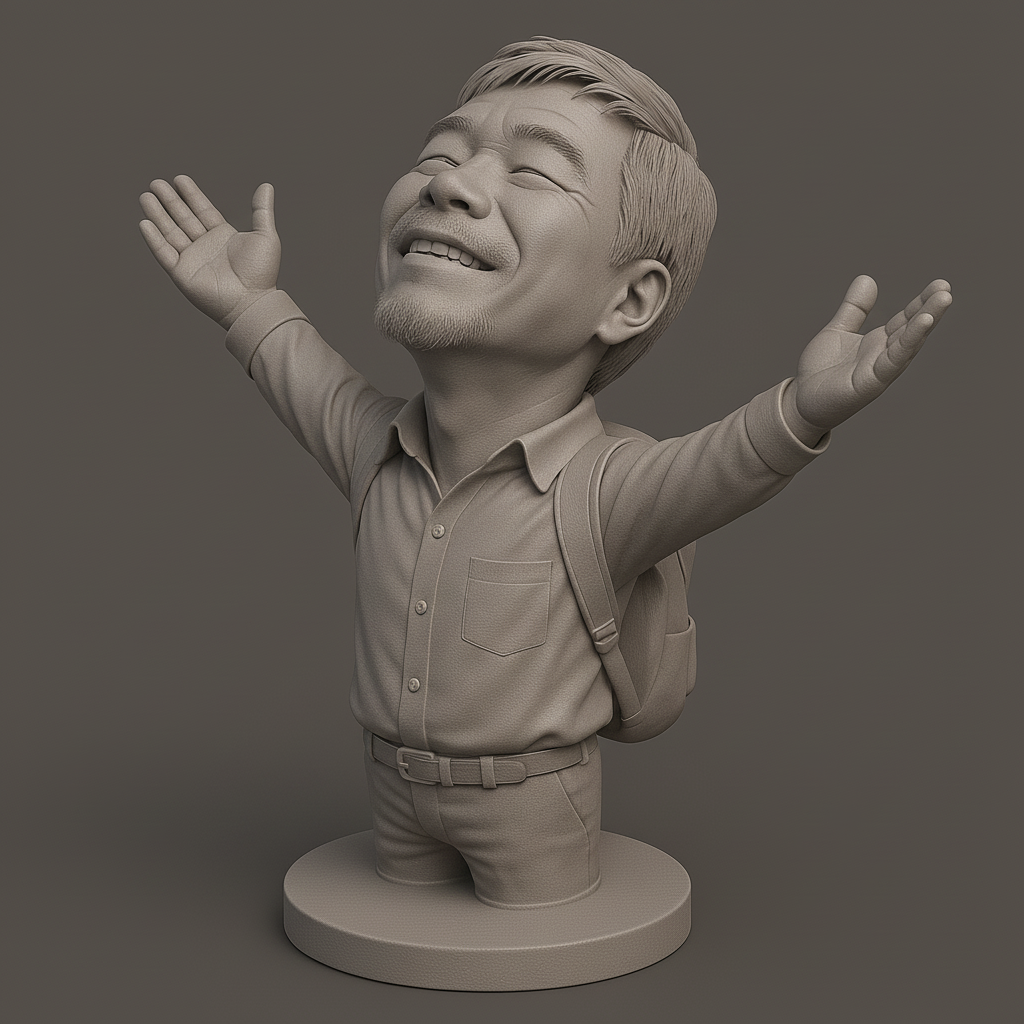 face anatomy 3d model-create 3d face model from photo_Joyful Traveler Figurine