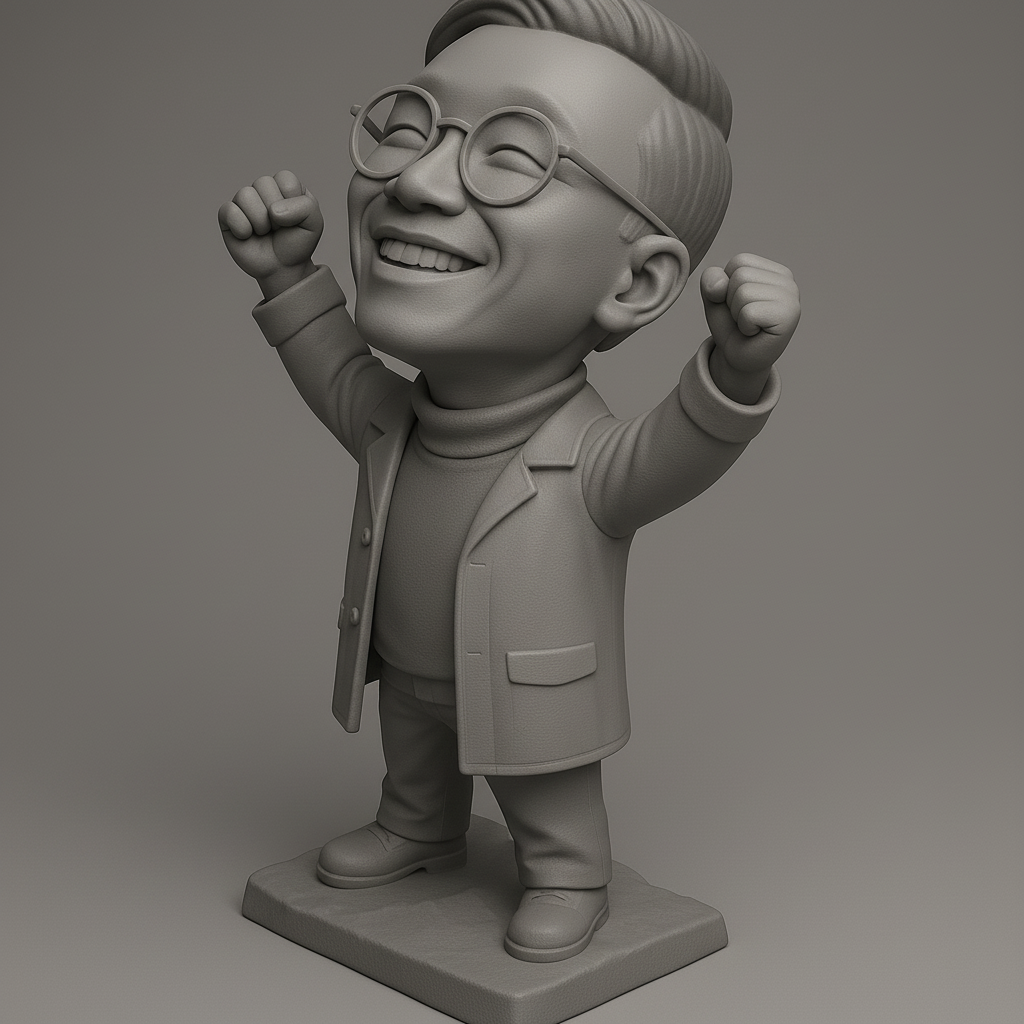silhouette 3d printer maker-3d portrait printing_Joyful Scientist Figure for 3D Printing