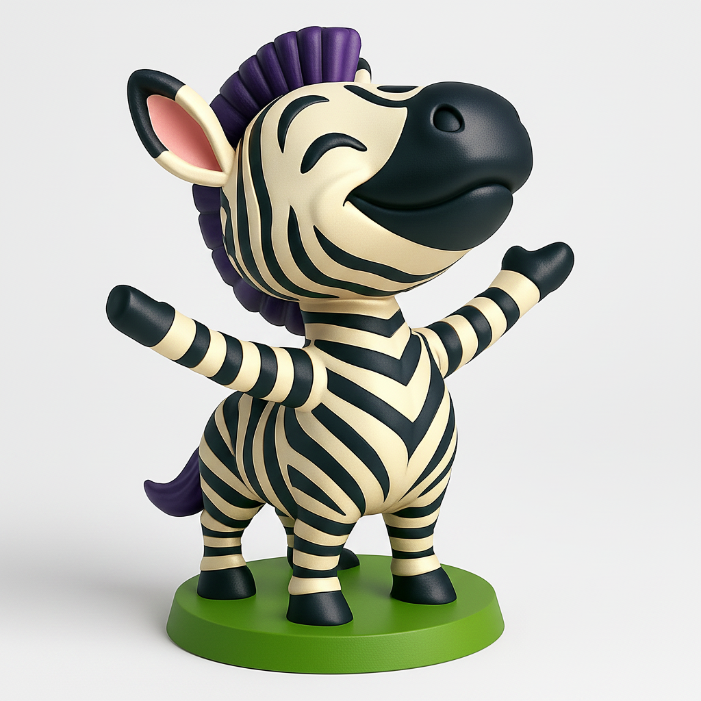 face anatomy 3d model-create 3d face model from photo_Adorably Happy Zebra Figurine - Instant Joy Print!