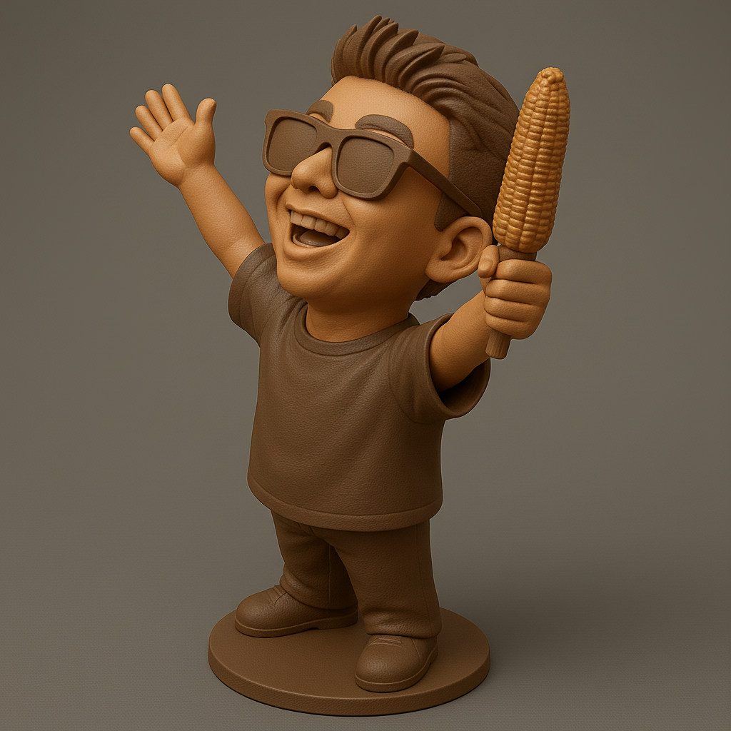 silhouette 3d printer maker-3d portrait printing_Joyful Kid with Corn