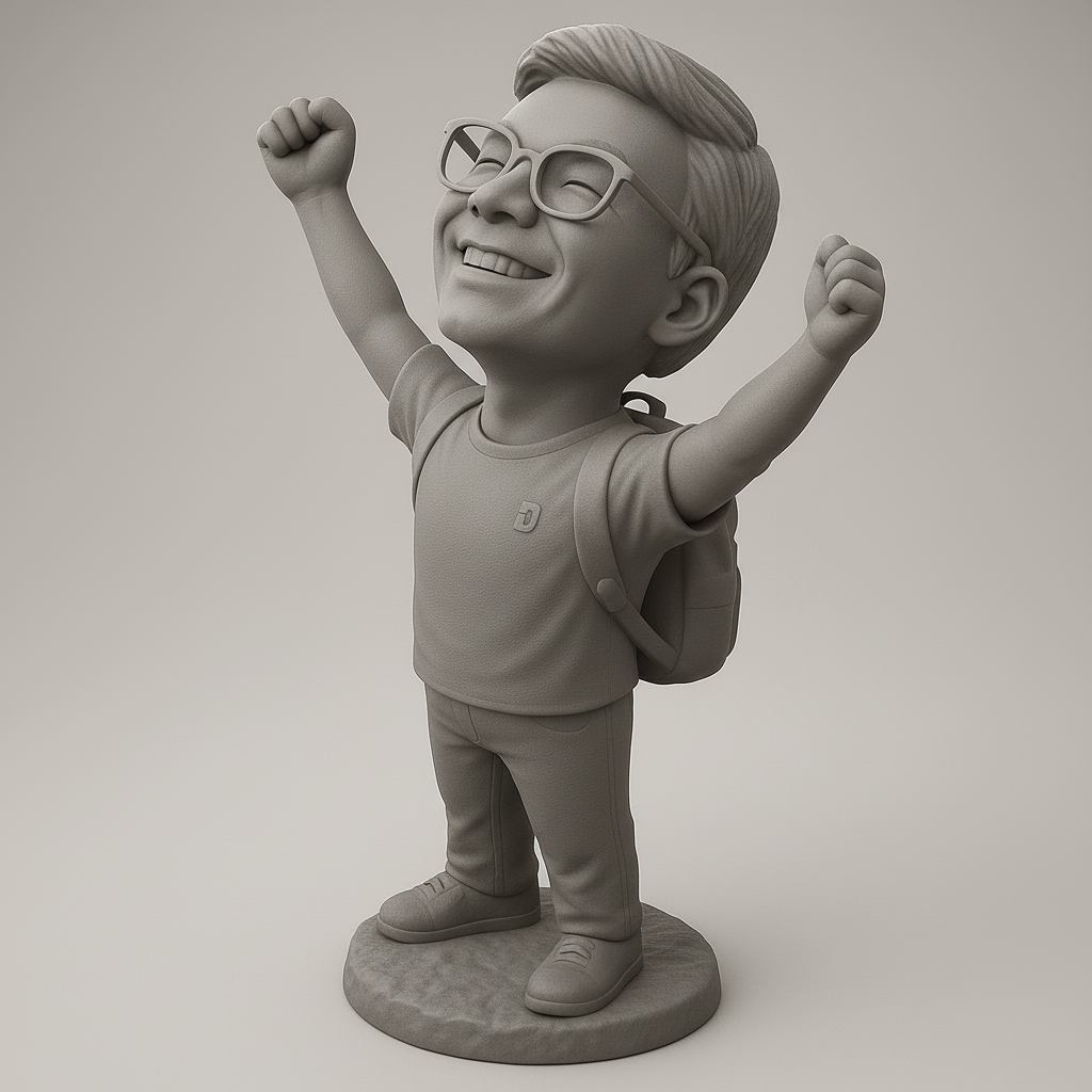 face anatomy 3d model-create 3d face model from photo_Joyful Kid Figurine for 3D Printing