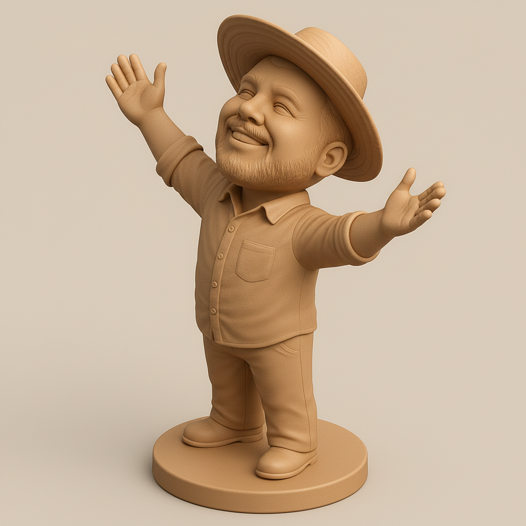 silhouette 3d printer maker-3d portrait printing_Joyful Farmer Figurine for 3D Printing