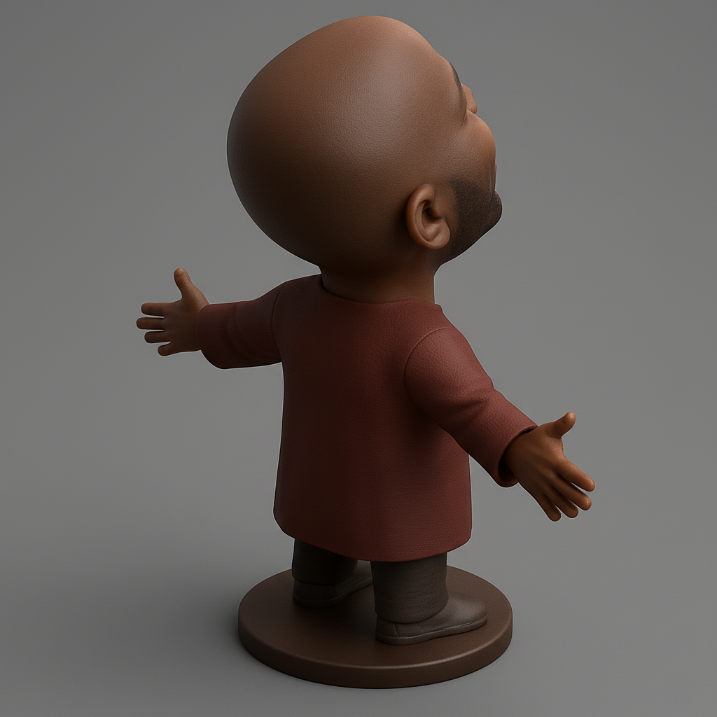 silhouette 3d printer maker-3d portrait printing_Joyful Open Arms Bobblehead - Print & Display Happiness