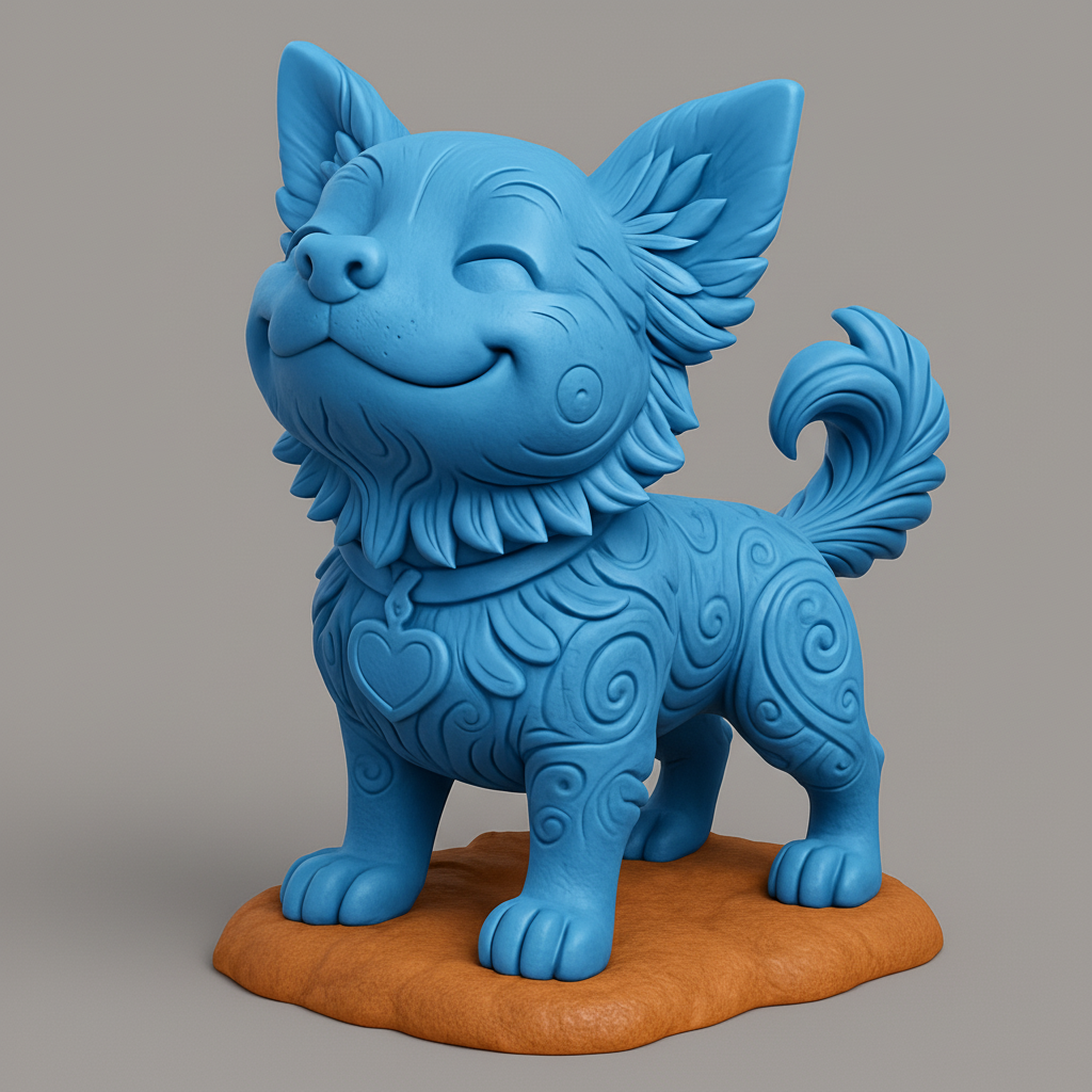 face to 3d model ai-3D portrait printing from photo_Joyful Pup Figurine: Detailed Artistic 3D Print Model