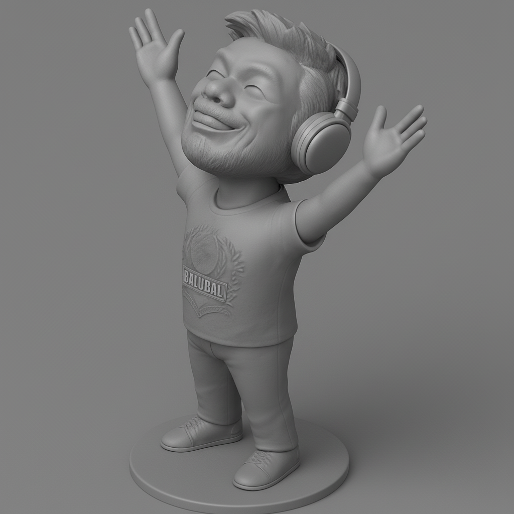 face anatomy 3d model-create 3d face model from photo_Joyful Balubal Music Lover Figurine: Pure Audio Bliss