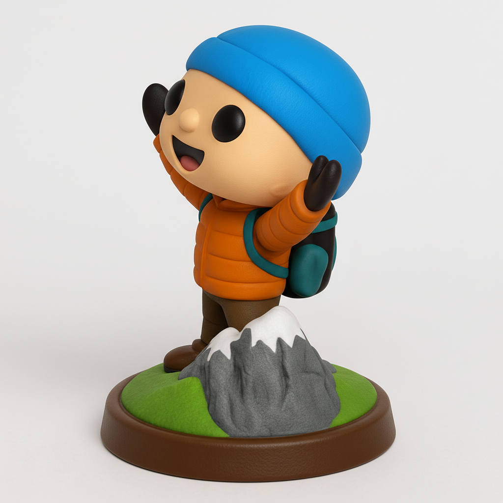 face anatomy 3d model-create 3d face model from photo_Joyful Hiker Figurine: Celebrate Your Next Adventure!