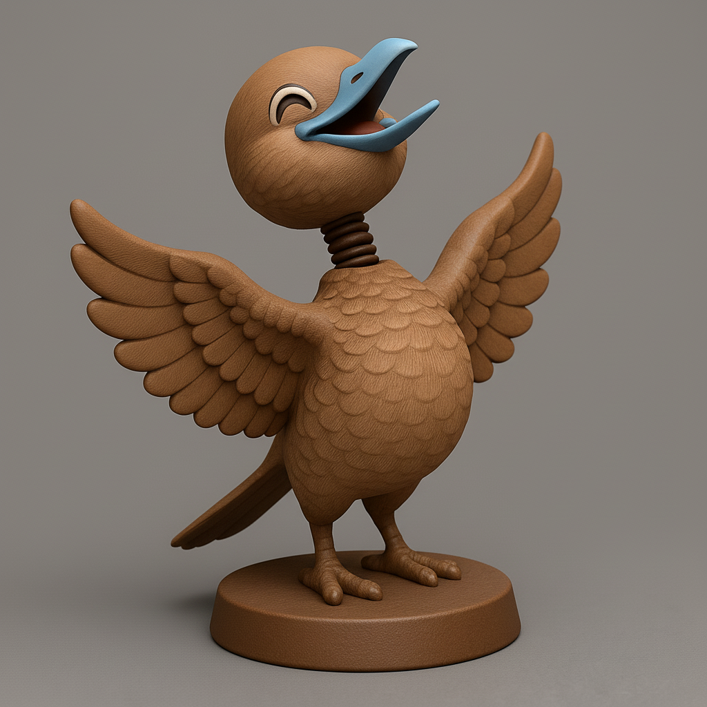 silhouette 3d printer maker-3d portrait printing_Cheerful Singing Bird Figurine