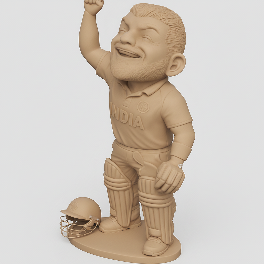 face anatomy 3d model-create 3d face model from photo_India Cricketer Victory Pose Figurine - Fan Collectible