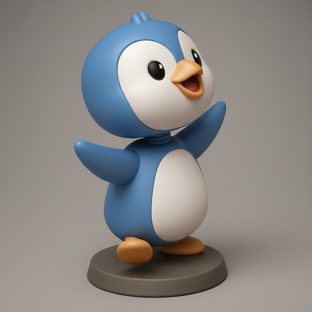 face anatomy 3d model-create 3d face model from photo_Joyful Penguin Figurine for 3D Printing