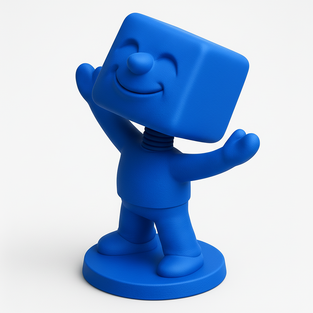 face anatomy 3d model-create 3d face model from photo_Smiling Cube Head Bobblehead: Your Happy Desk Pal