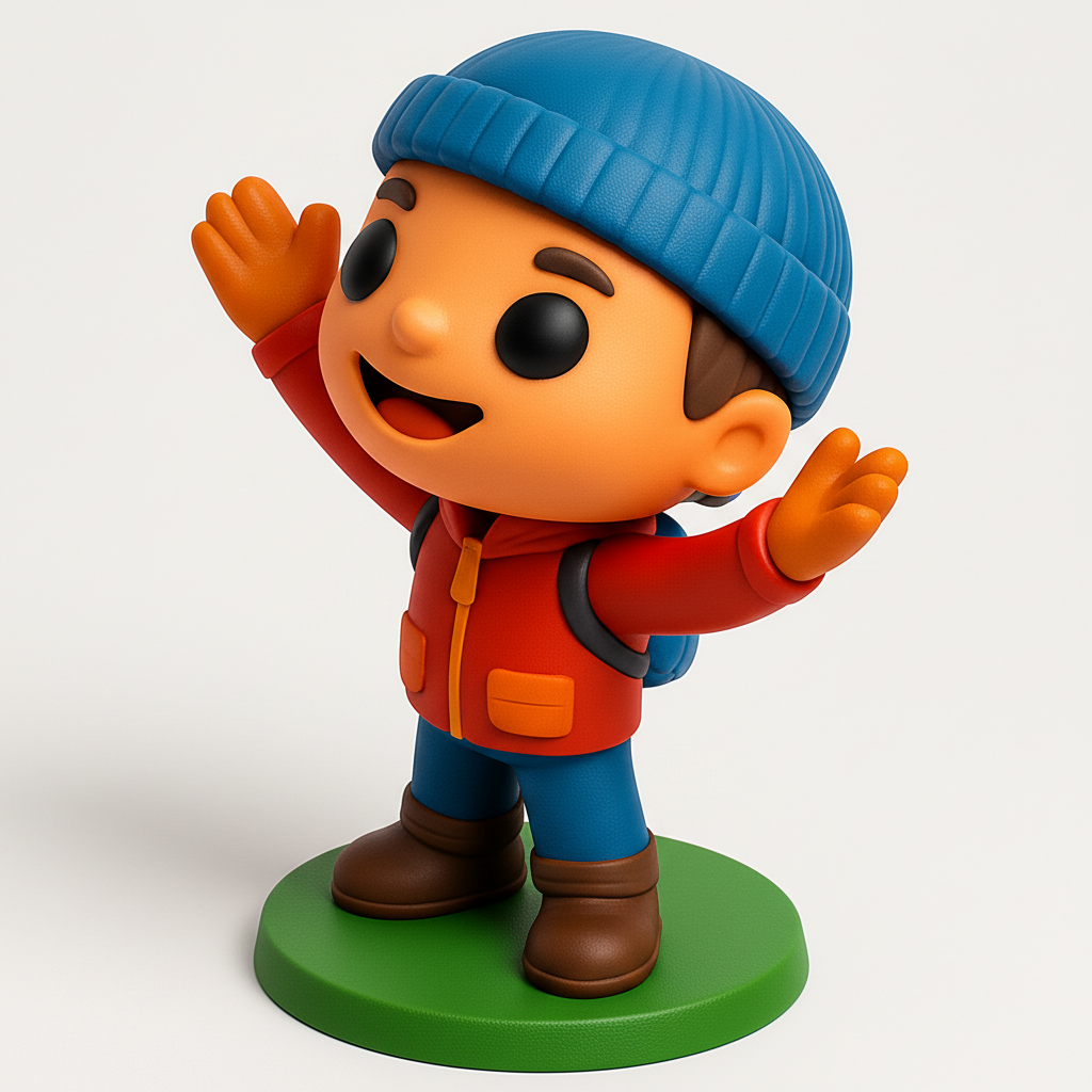 face to 3d model ai-3D portrait printing from photo_Cheerful Hiker Figurine: Print Your Own Adventure!