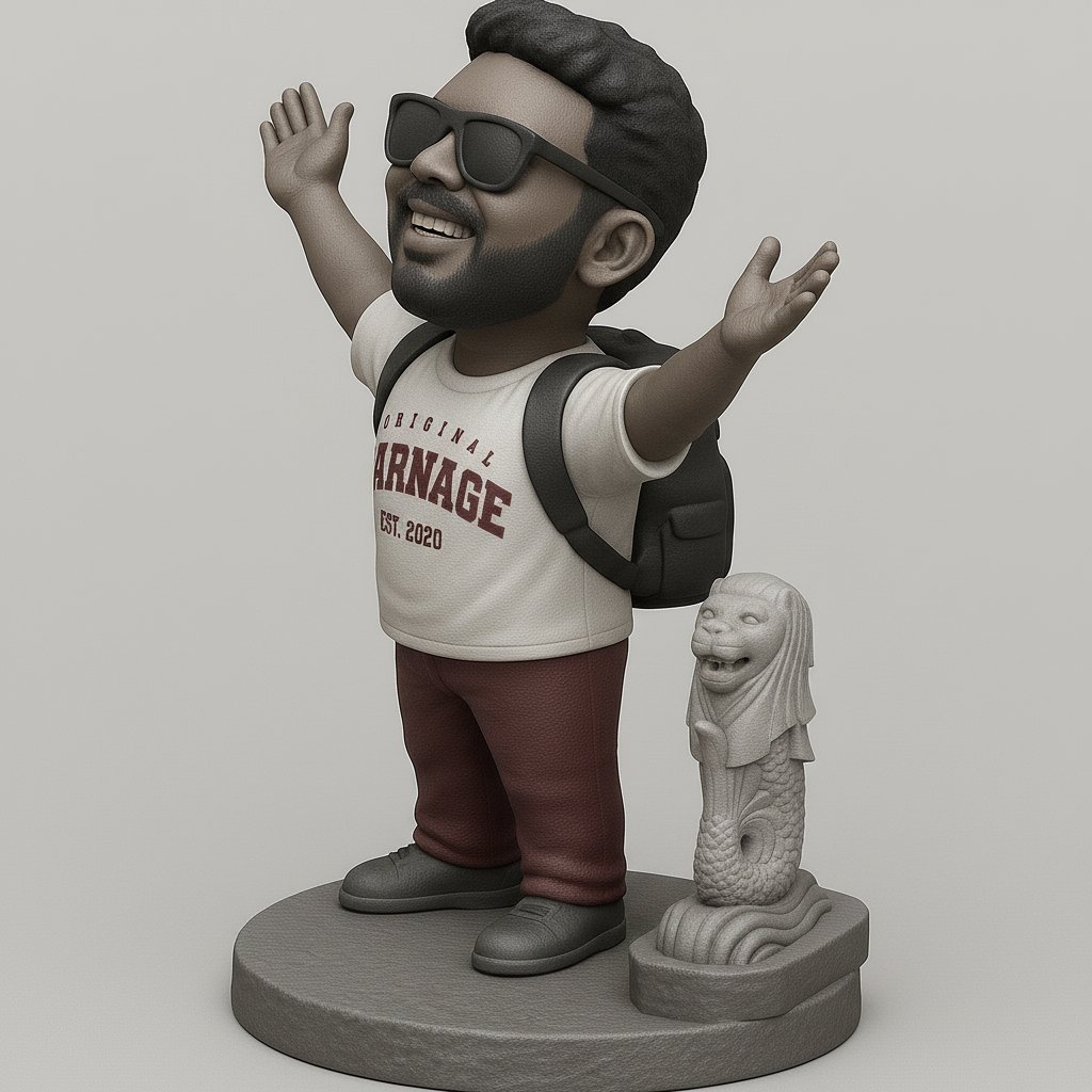 face anatomy 3d model-create 3d face model from photo_Joyful Traveler Figurine with Iconic Landmark