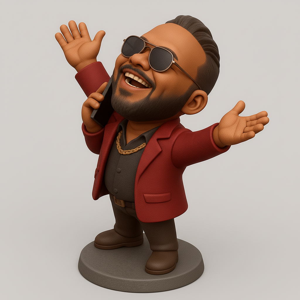 face anatomy 3d model-create 3d face model from photo_Stylish Celebratory Figure with Phone