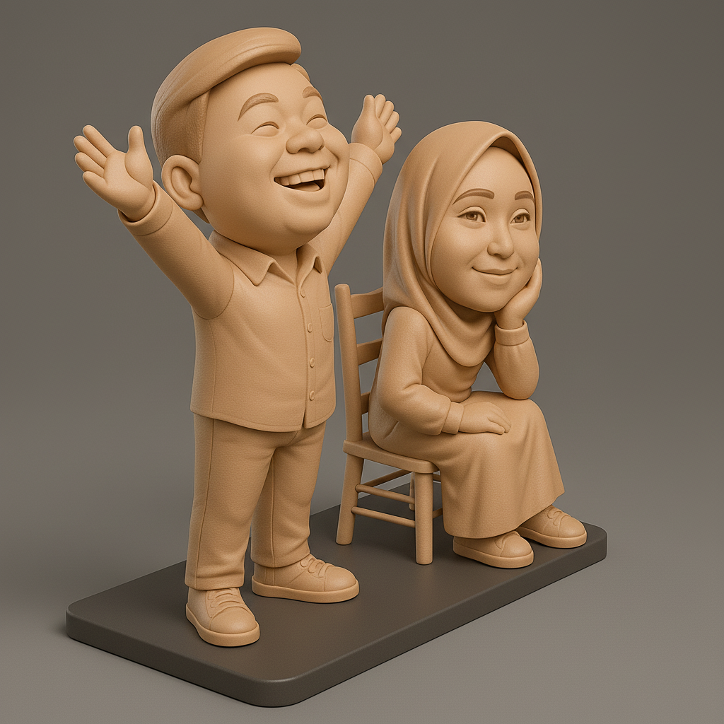 face anatomy 3d model-create 3d face model from photo_Joyful Couple Figurine for 3D Printing