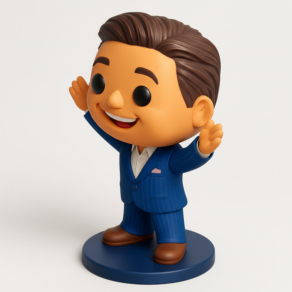 face to 3d model ai-3D portrait printing from photo_Waving Icon Figurine: Pop-Style Desk Buddy