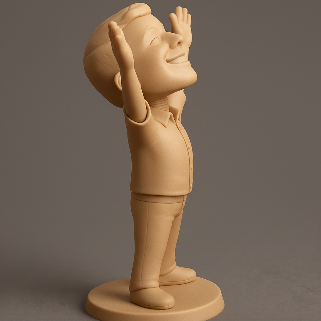 face to 3d model ai-3D portrait printing from photo_Victory & Joy: Happy Character Figurine