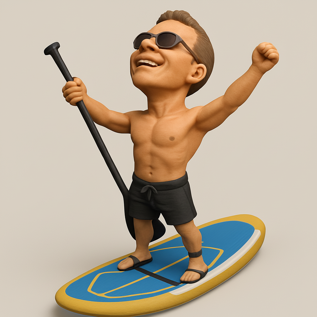 face to 3d model ai-3D portrait printing from photo_Paddleboard Pro Celebration - Print Your Summer Joy!