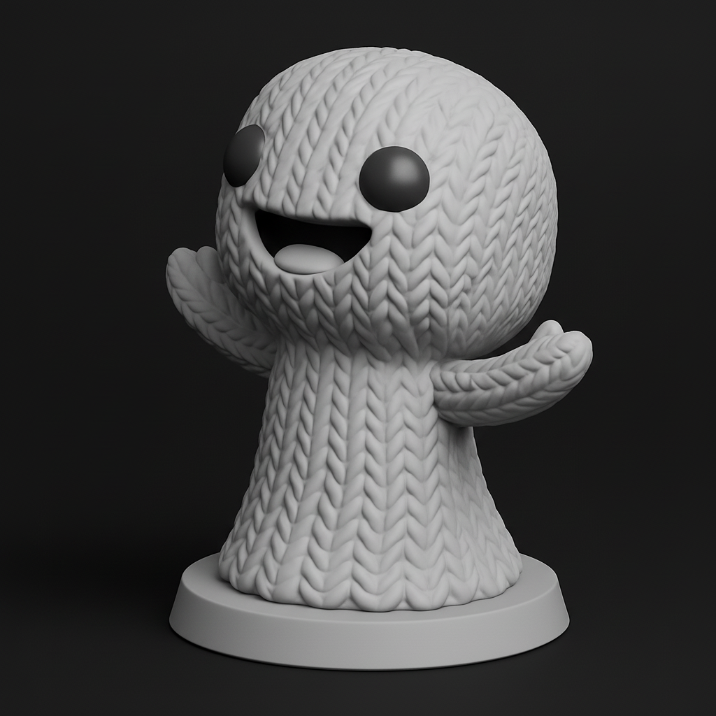 face anatomy 3d model-create 3d face model from photo_Happy Knitted Creature Print - Adorable Desk Pal