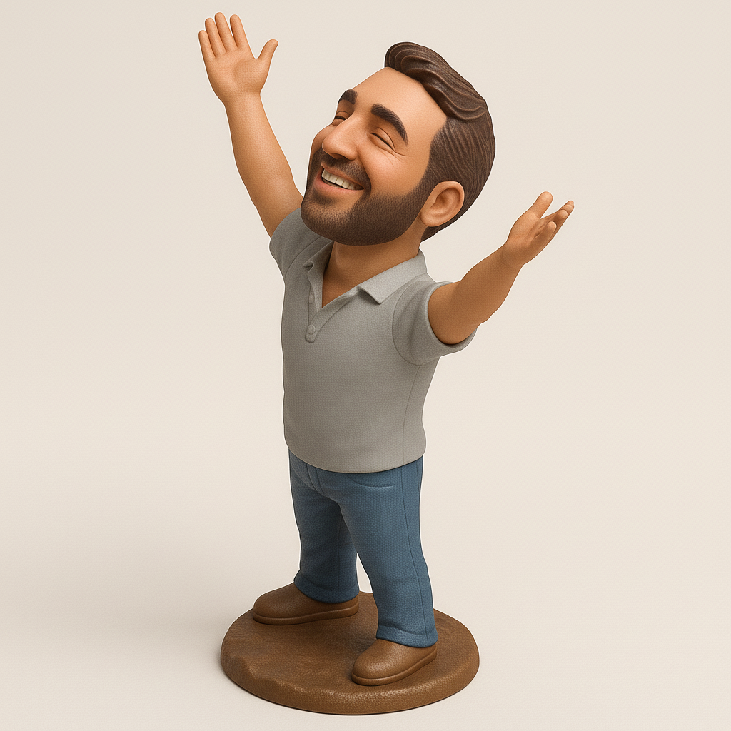 silhouette 3d printer maker-3d portrait printing_Joyful Celebrant Figure for 3D Printing