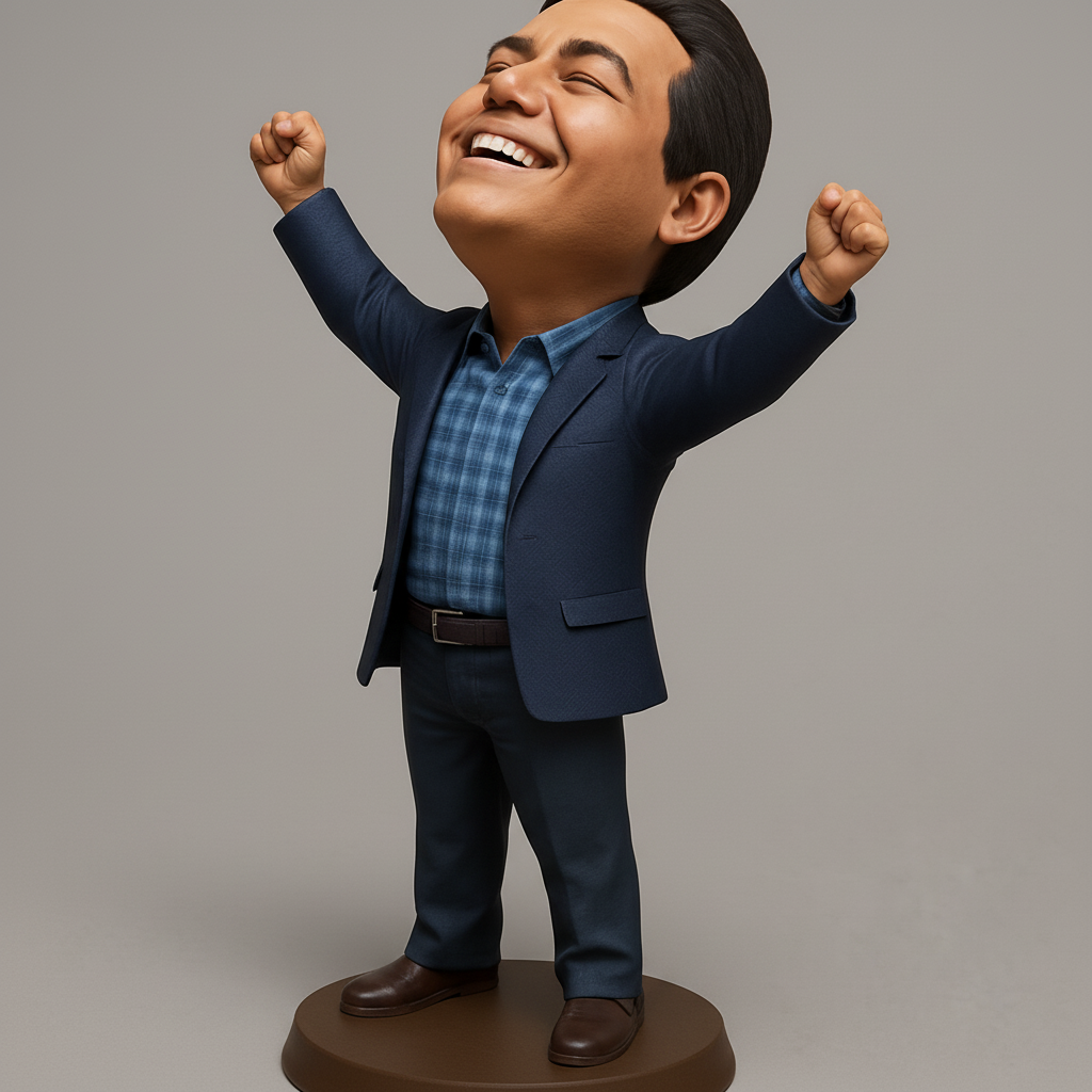 face anatomy 3d model-create 3d face model from photo_Uplifting Success Bobblehead: Celebrate Victories!