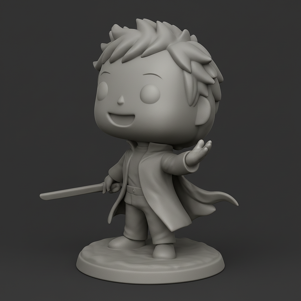 face to 3d model ai-3D portrait printing from photo_Chibi Wand-Waving Wizard - Funko-Style Fantasy Figure