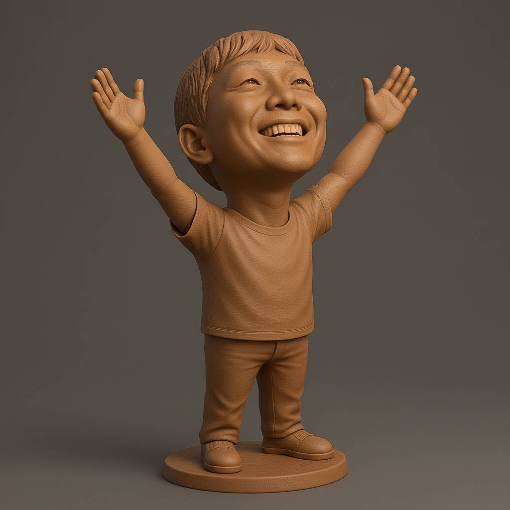 silhouette 3d printer maker-3d portrait printing_Joyful Kid with Outstretched Arms