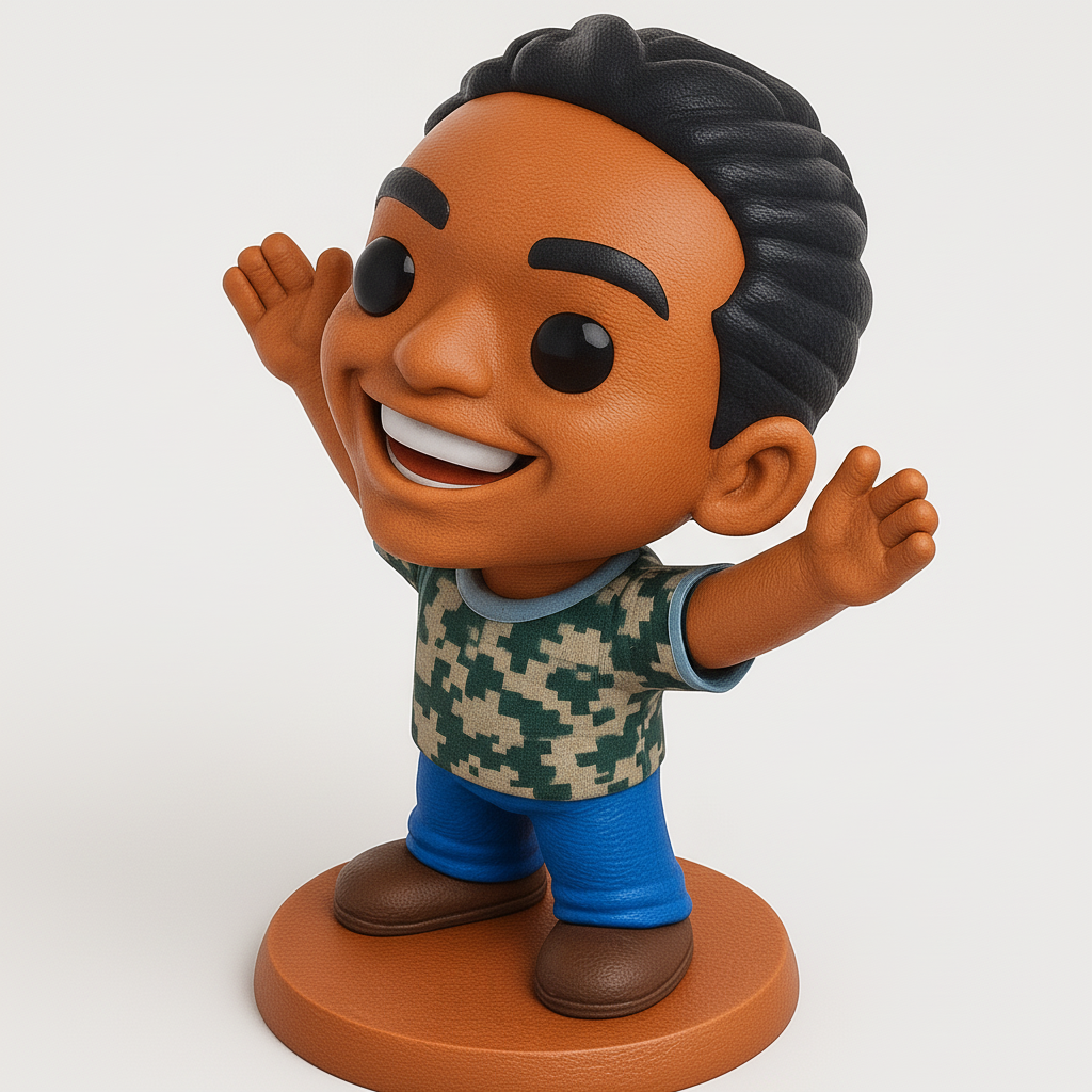 face to 3d model ai-3D portrait printing from photo_Friendly Camo Kid Figurine: A Splash of Joy!