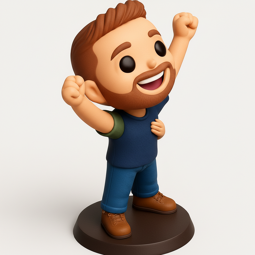 face anatomy 3d model-create 3d face model from photo_Happy Man Figurine - Celebrate Success!