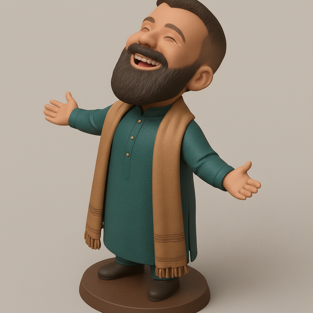 face anatomy 3d model-create 3d face model from photo_Embrace Joy: Happy Man Figurine 3D Print