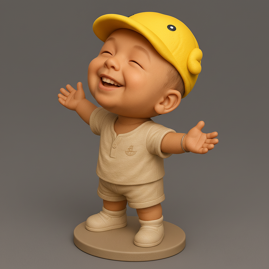 silhouette 3d printer maker-3d portrait printing_Joyful Baby Figurine for 3D Printing