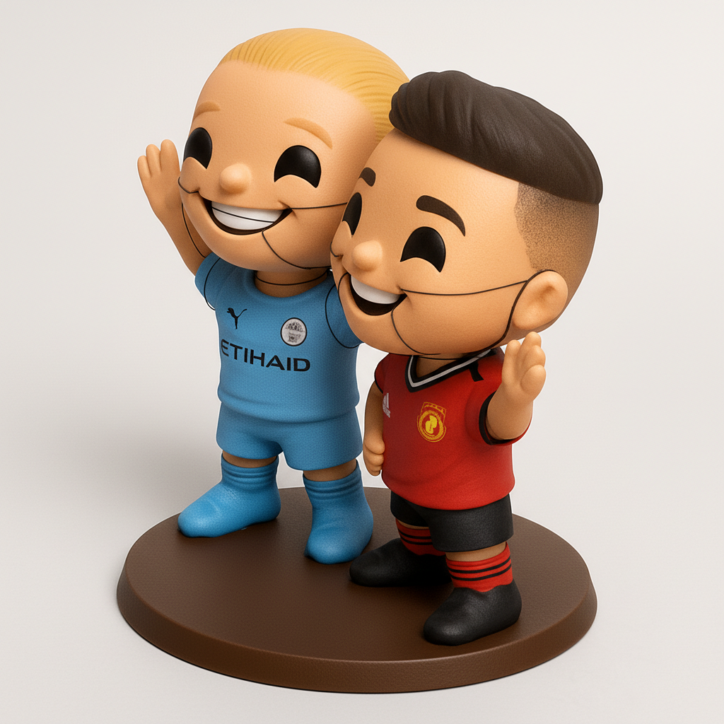 face anatomy 3d model-create 3d face model from photo_Football Derby Duo: Rival Fans 3D Print