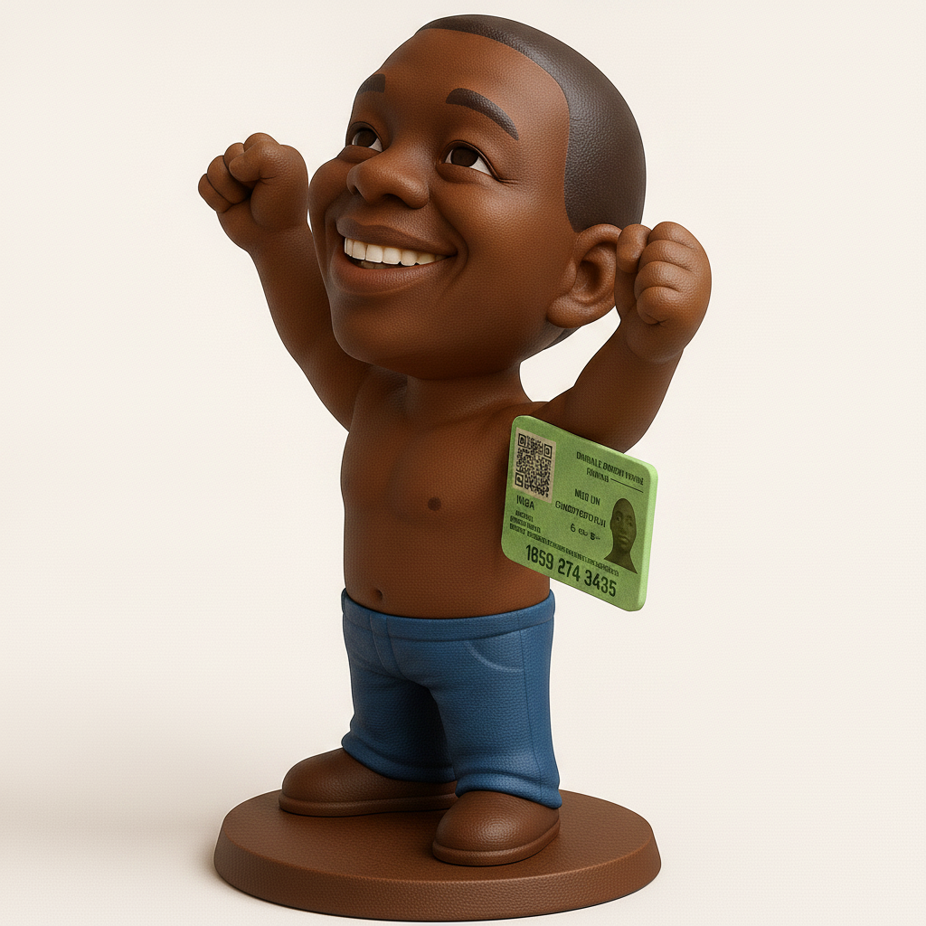 face anatomy 3d model-create 3d face model from photo_Celebrate Joy: Happy Child with Card Figurine
