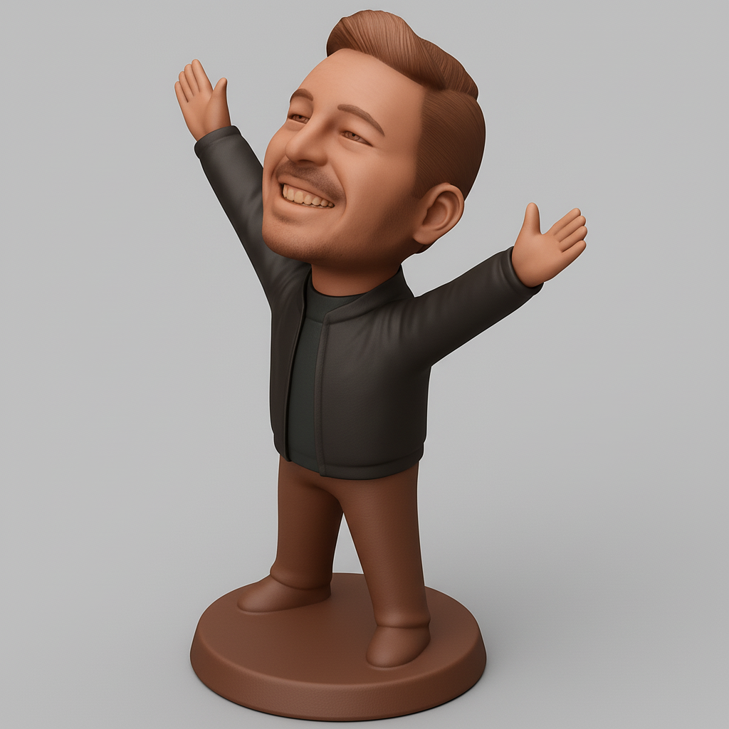 silhouette 3d printer maker-3d portrait printing_Happy Man Desk Buddy: Celebrate Success!