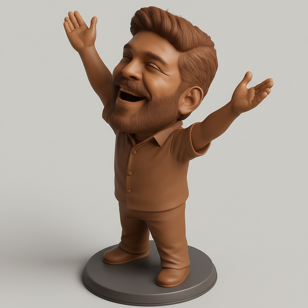 silhouette 3d printer maker-3d portrait printing_Joyful Man Figurine: Celebrate Success & Happiness