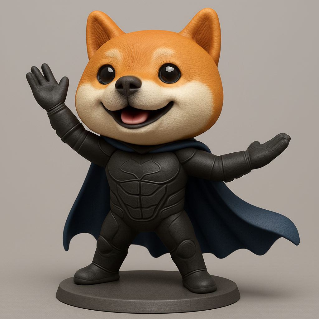 face to 3d model ai-3D portrait printing from photo_Mighty Shiba-Man: Adorable Superhero Dog Figurine