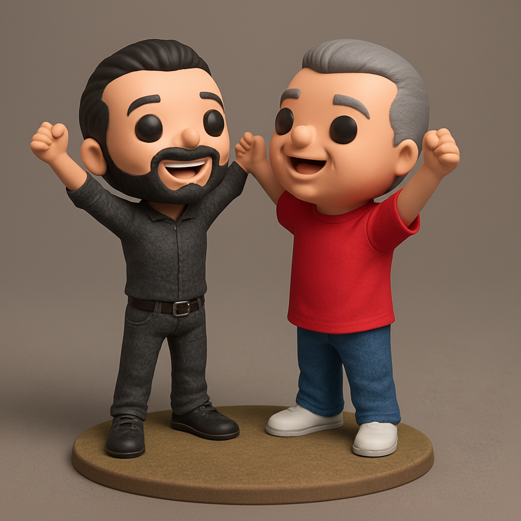 face anatomy 3d model-create 3d face model from photo_Joyful Duo Friends Figurine - Celebrate Together!