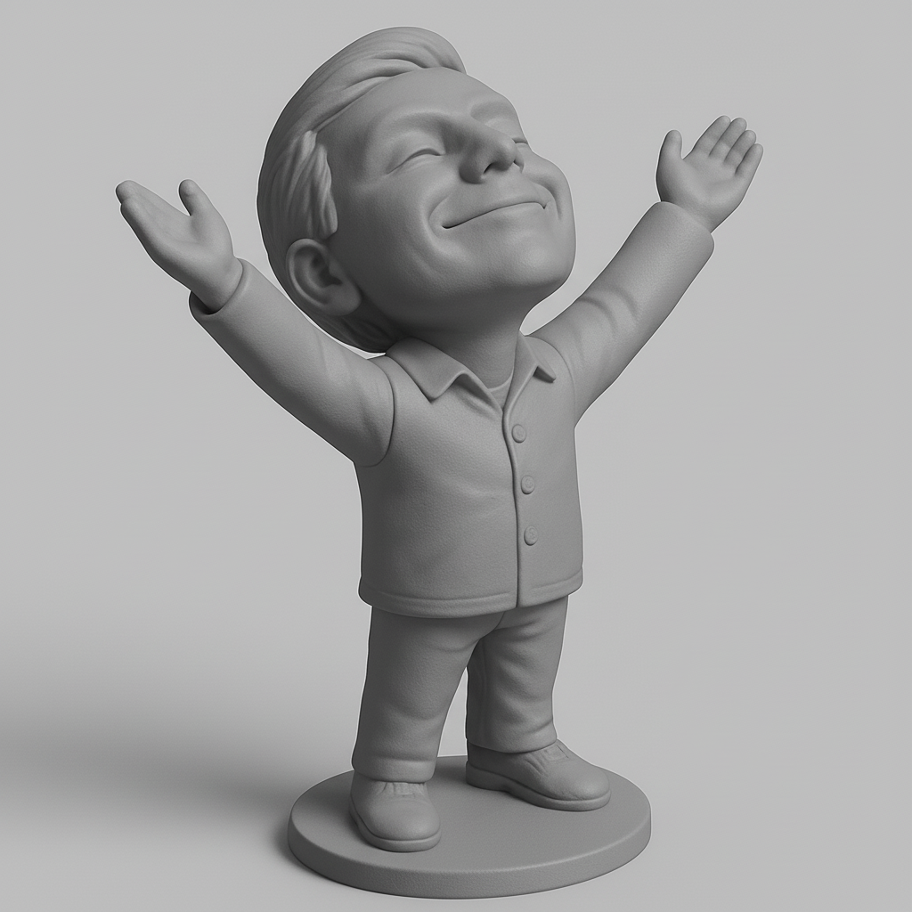 face anatomy 3d model-create 3d face model from photo_Uplifted Joyful Man Figurine - Embrace Happiness!