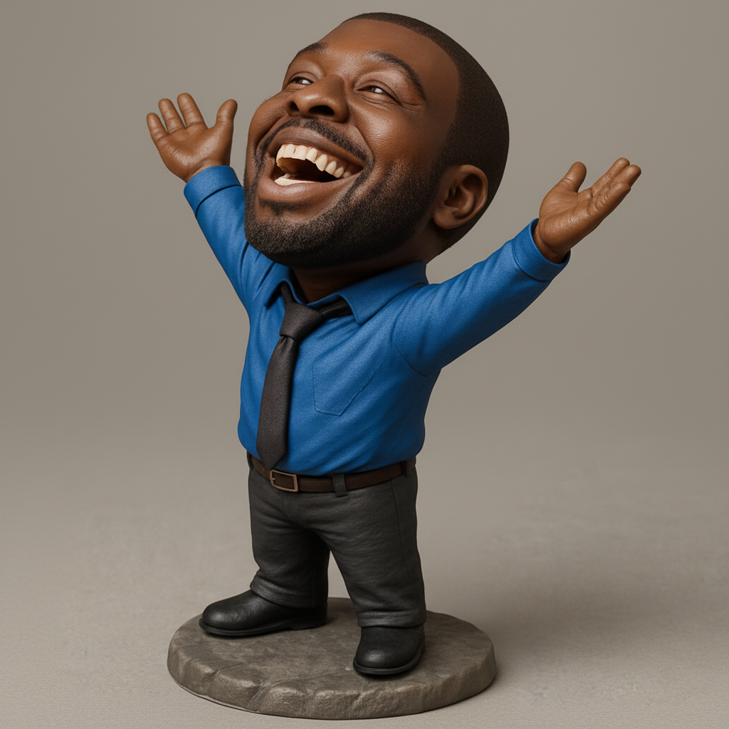 face to 3d model ai-3D portrait printing from photo_Joyful Executive Bobblehead Statue