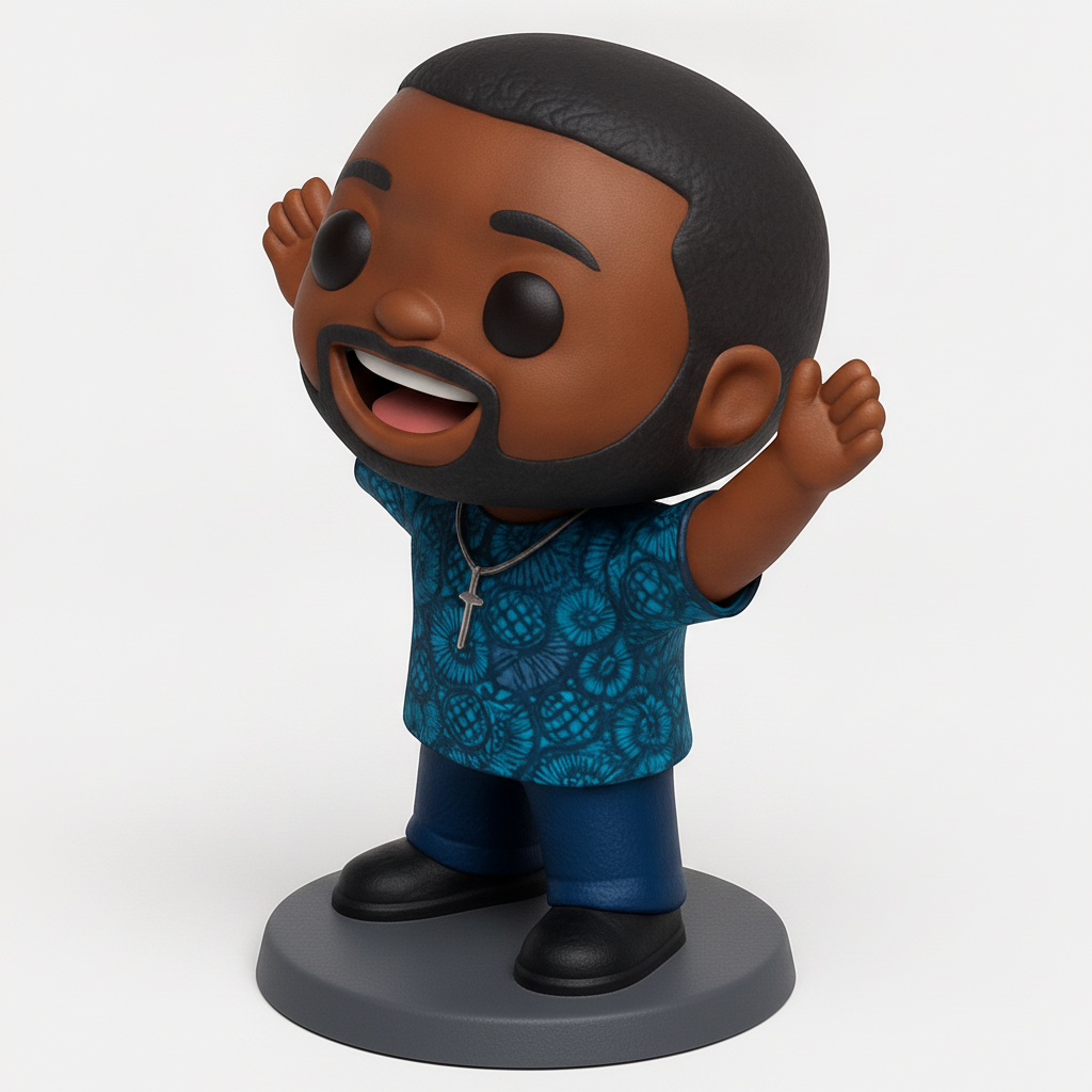 face anatomy 3d model-create 3d face model from photo_Cheerful Pop-Style Figurine: Celebrate Joy & Faith