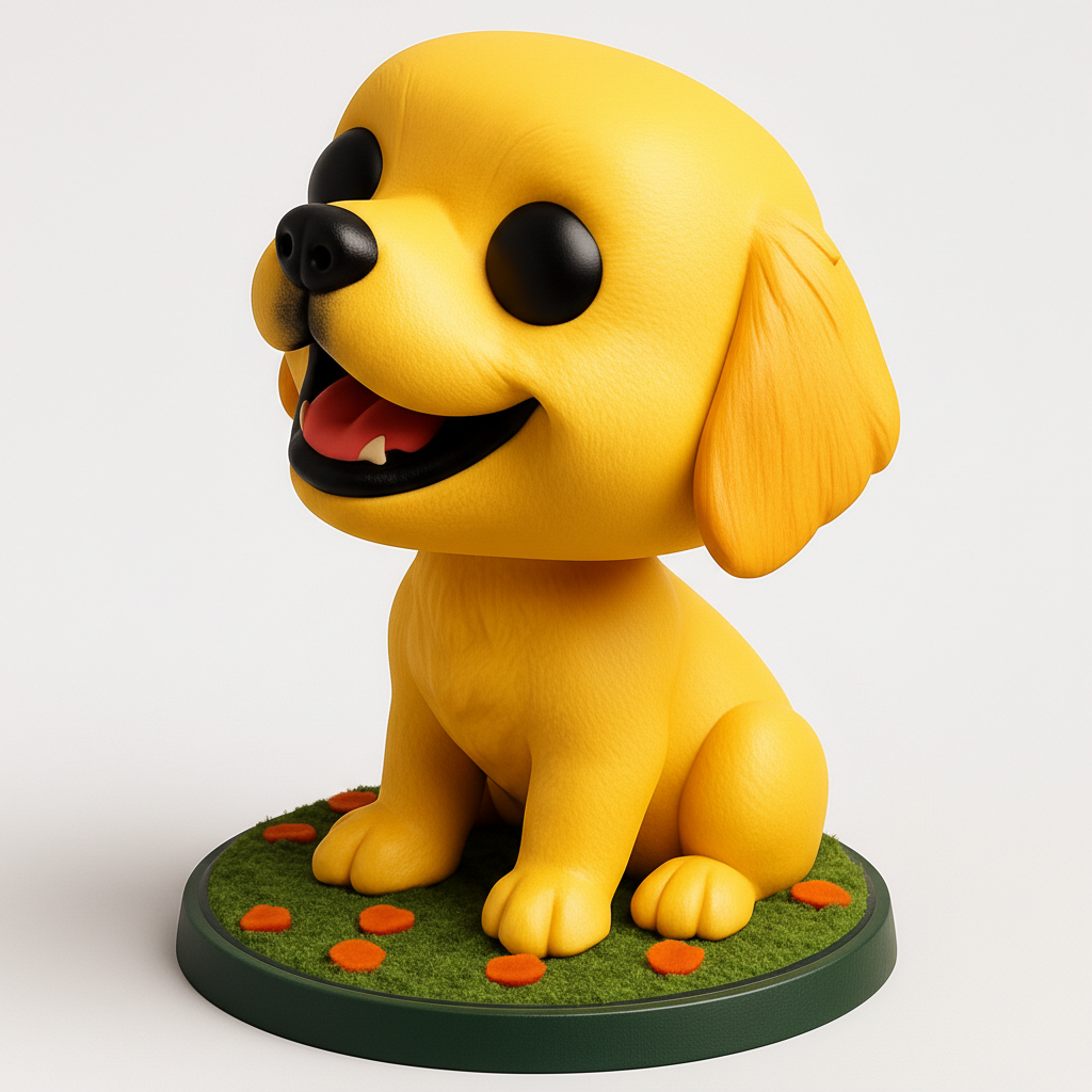 face anatomy 3d model-create 3d face model from photo_Happy Golden Pup Figurine - Desk Buddy 3D Print!